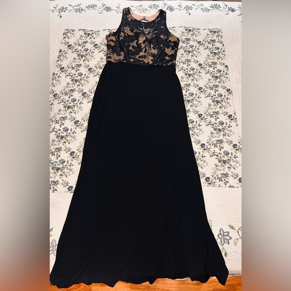 Elegant Black and Nude Evening Gown